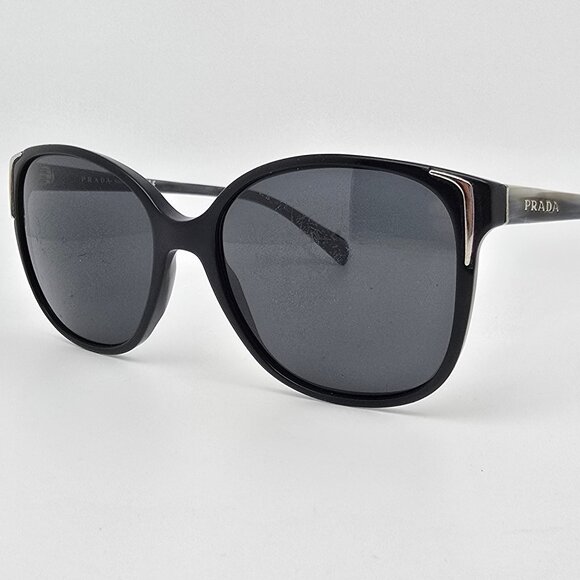 Prada SPR 01O 307-5S0 Black Frame Grey Lens Cat Eye Sunglasses Italy 55-17-140 - Picture 1 of 15
